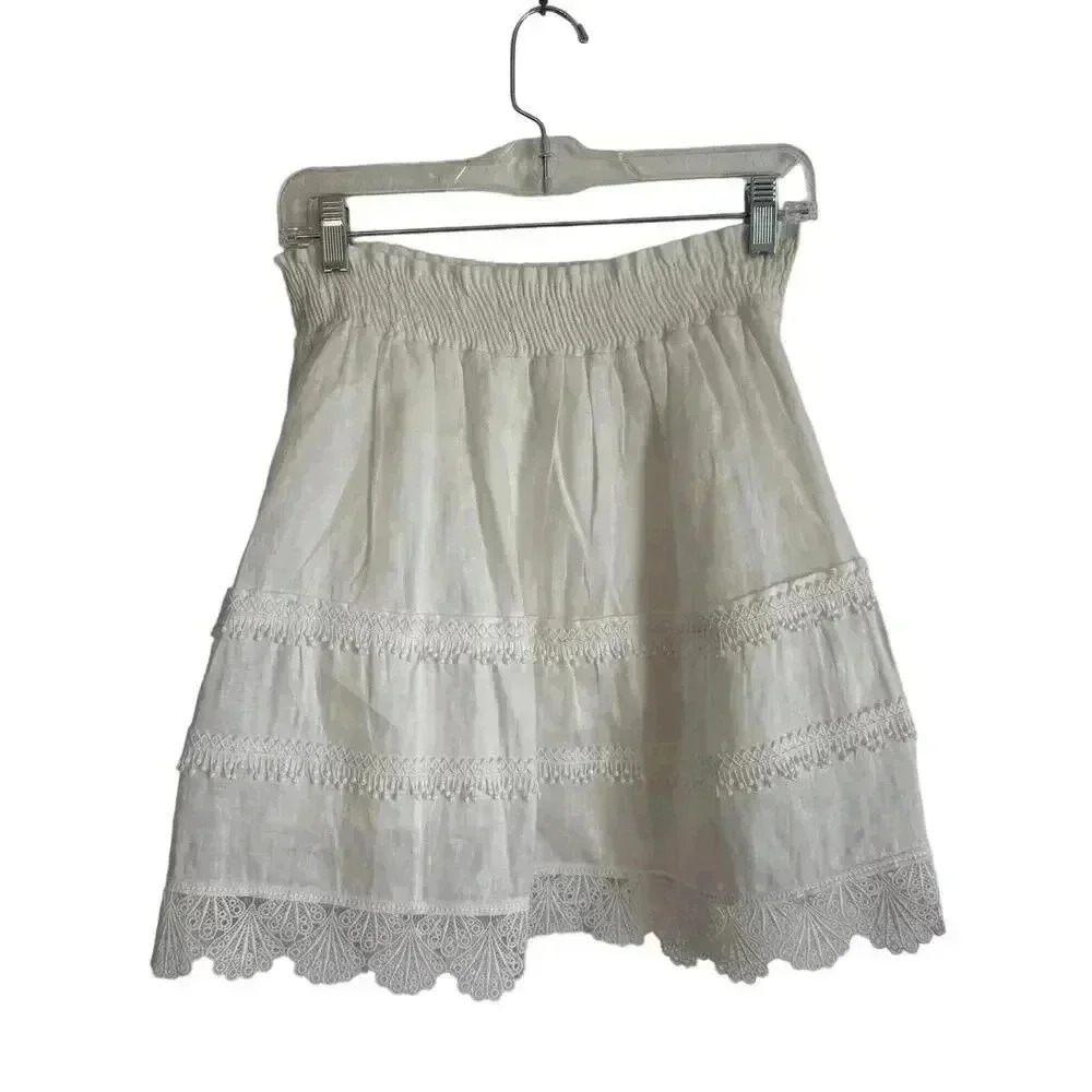 WAIMARI Chloe Linen Skirt Lace XL $295 Fairy Coquette Whimsygoth Cottage Lux